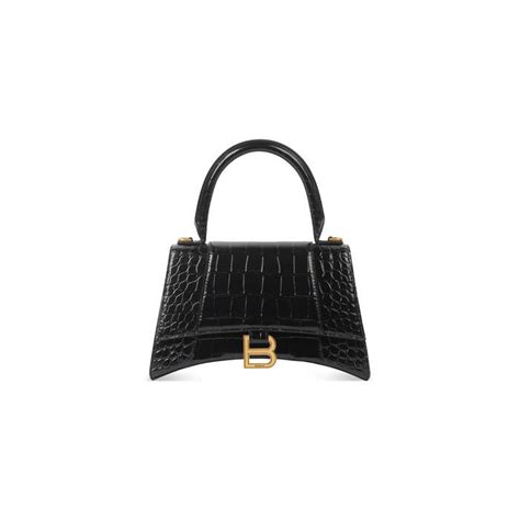 nude balenciaga bag|Womens Hourglass Small Handbag Crocodile Embossed in。